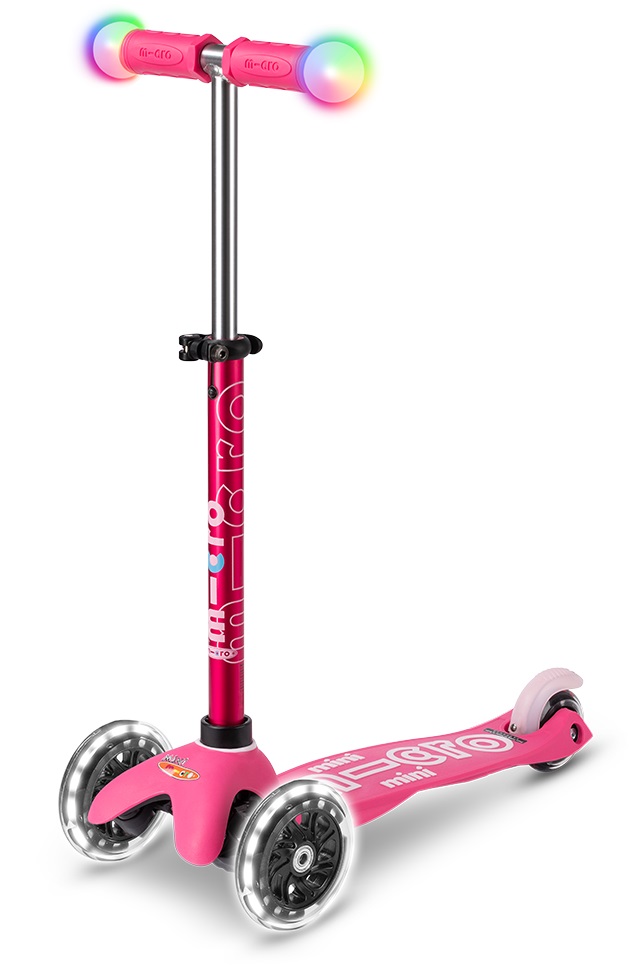 Trotinetă pentru copii Micro - Mini Deluxe Magic LED, Pink