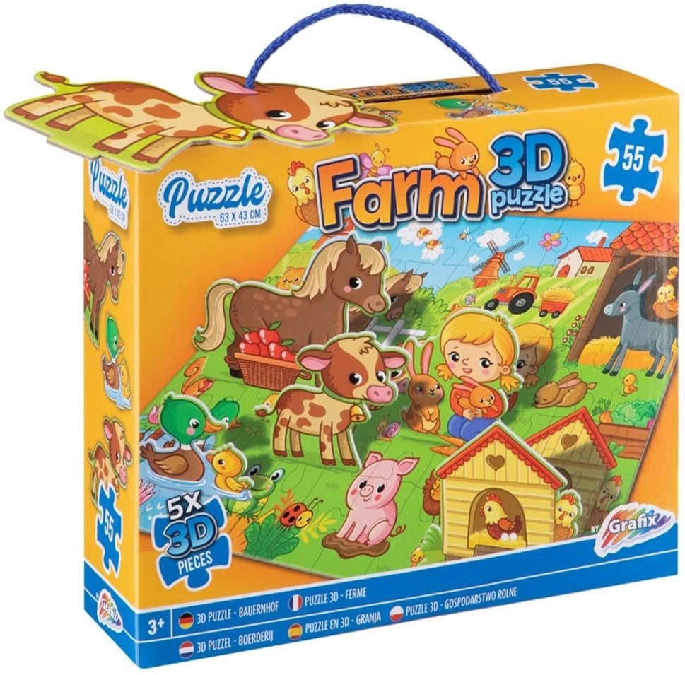 Puzzle 3D Grafix pentru copii din 55 de piese - Ferma