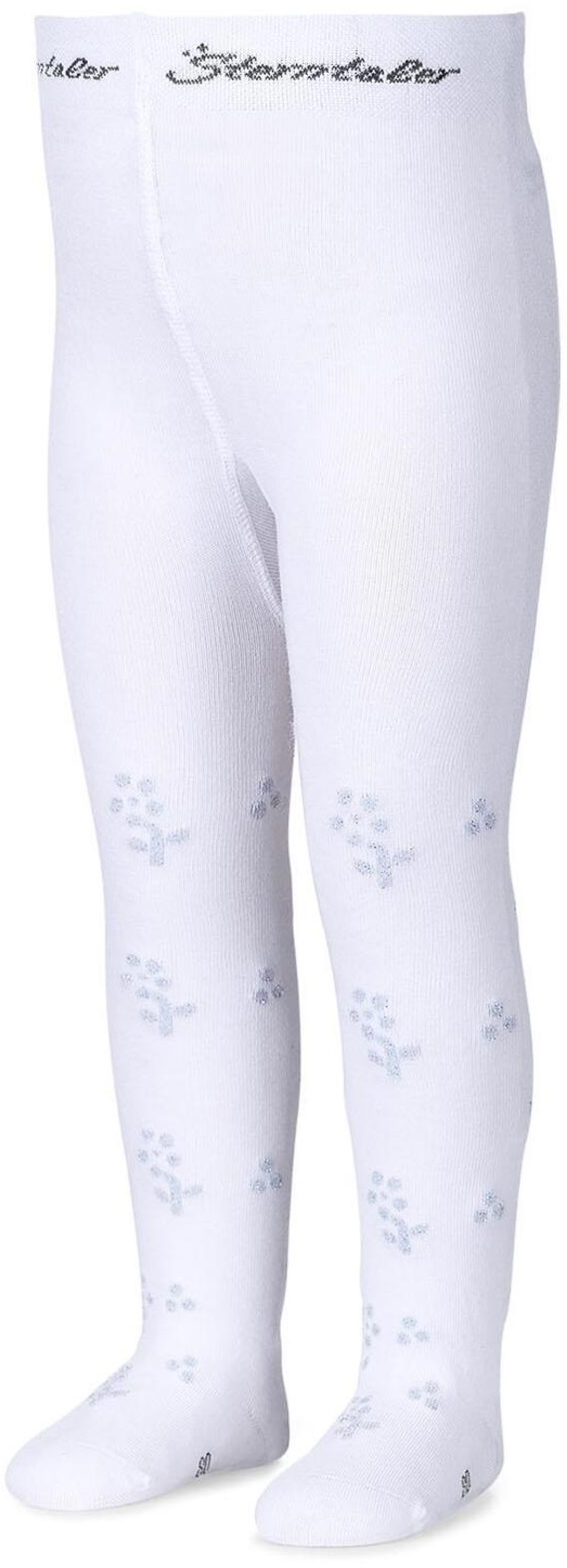 Dres pentru copii Sterntaler - Cu flori argintii, 74 cm, 6-9 luni, alb