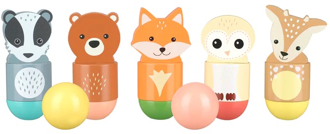 Bowling din lemn pentru copii Orange Tree Toys - Animale din pădure
