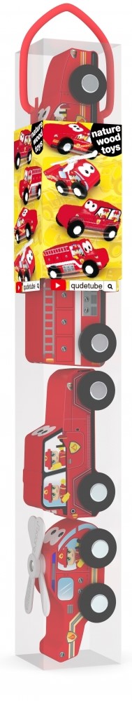 Set din lemn pentru copii Jadore -  Mașină de Pompieri, 4 buc