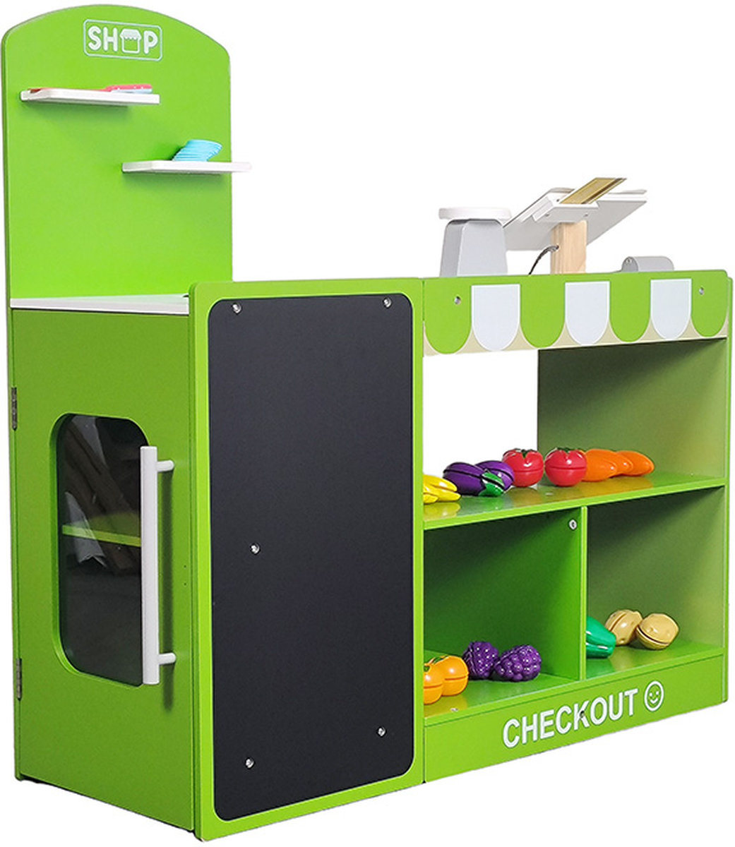 Magazin de lemn pentru copii Smart Baby - cu accesorii, verde