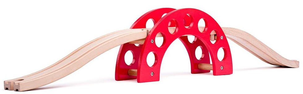 Pod din lemn pentru copii Woody - Accesoriu feroviar, rosu