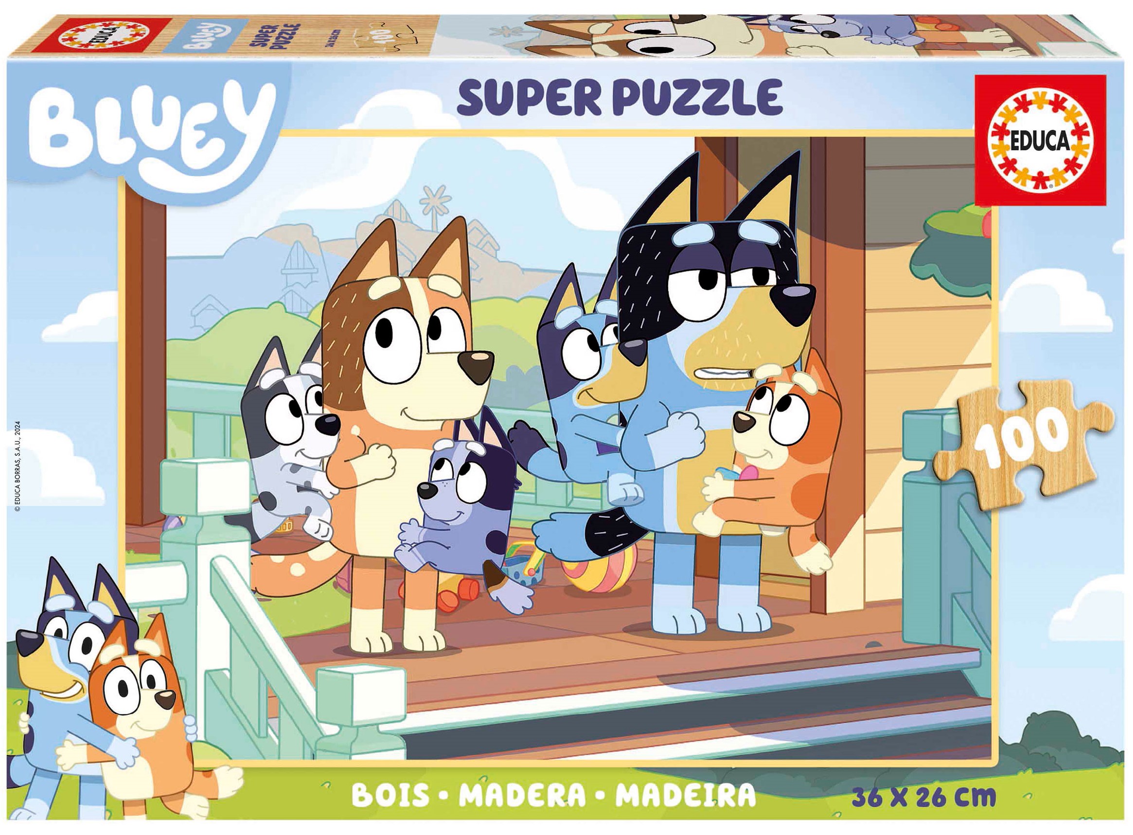 Puzzle din lemn pentru copii Educa din 100 de piese - Bluey