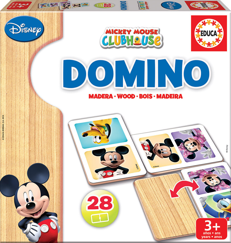 Puzzle din lemn pentru copii Educa din 28 de piese - Mickey Mouse, domino