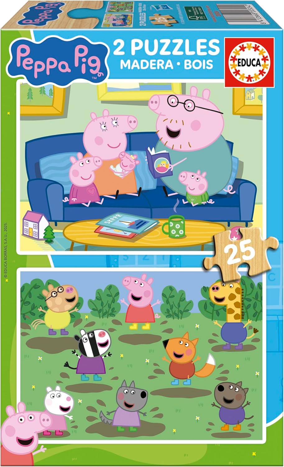 Puzzle din lemn pentru copii Educa din 2 x 25 piese - Peppa Pig