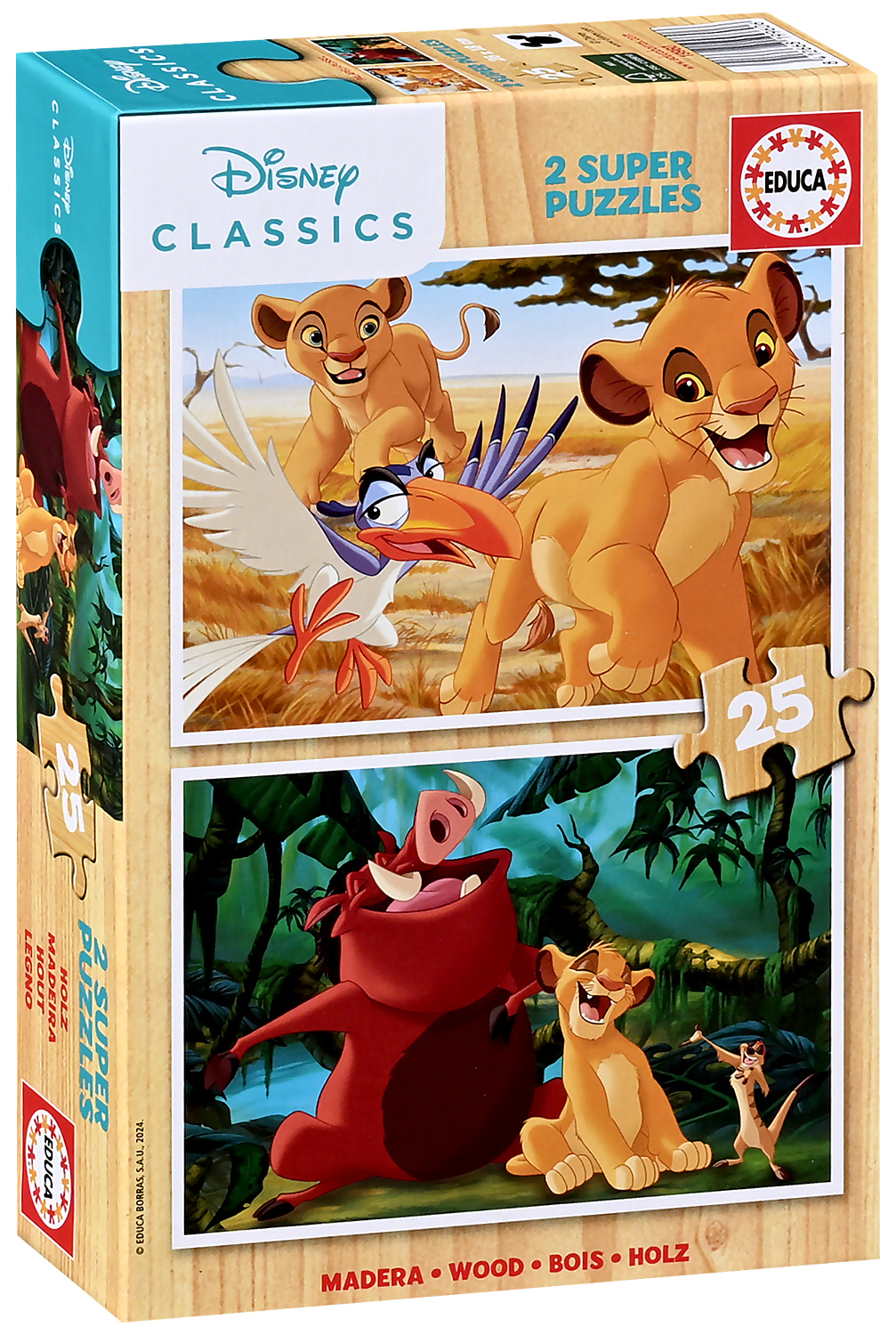 Puzzle din lemn pentru copii Educa din 2 x 25 piese - Regele Leu