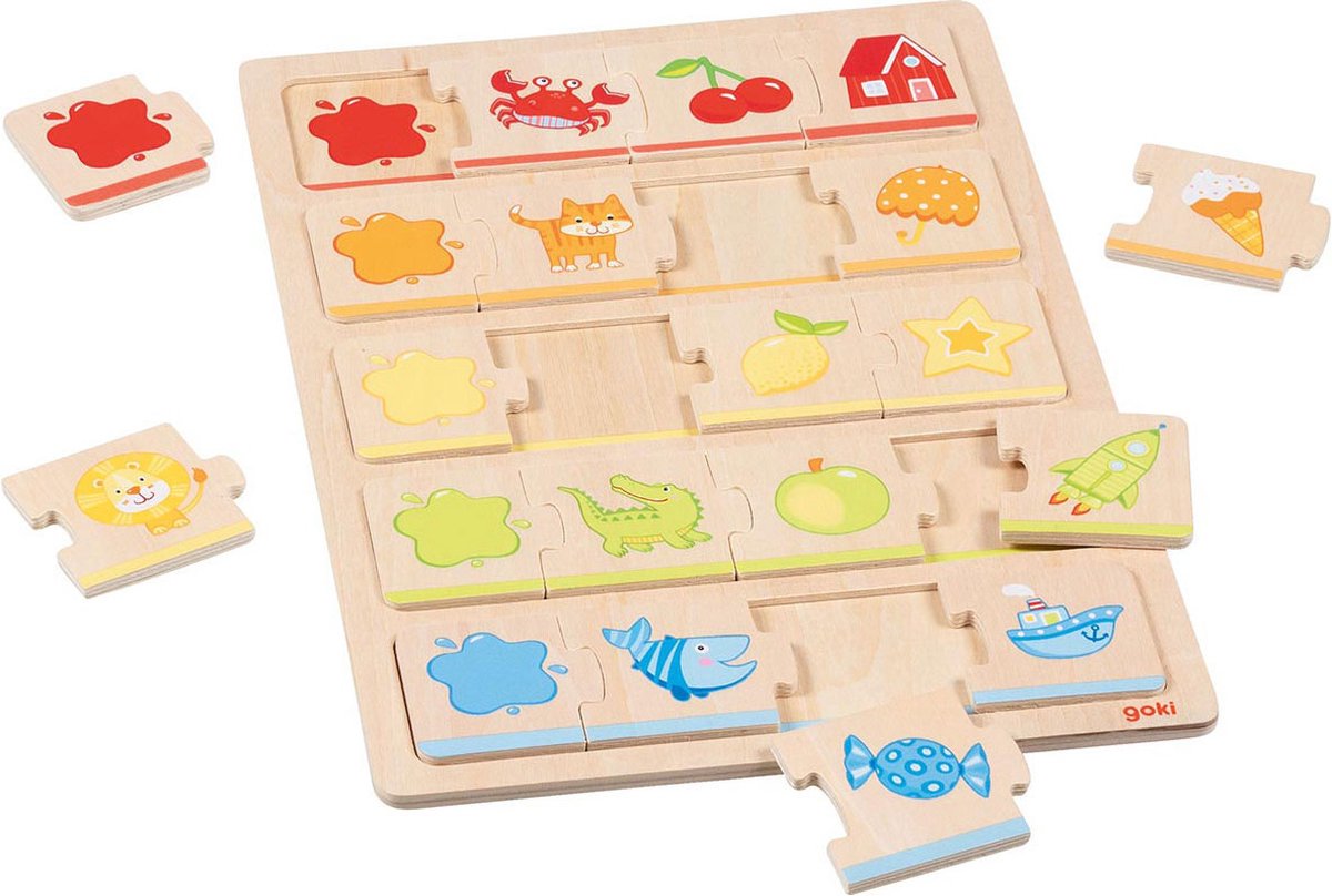 Puzzle pentru copii din lemn Goki din 20 piese - Primul meu puzzle colorat