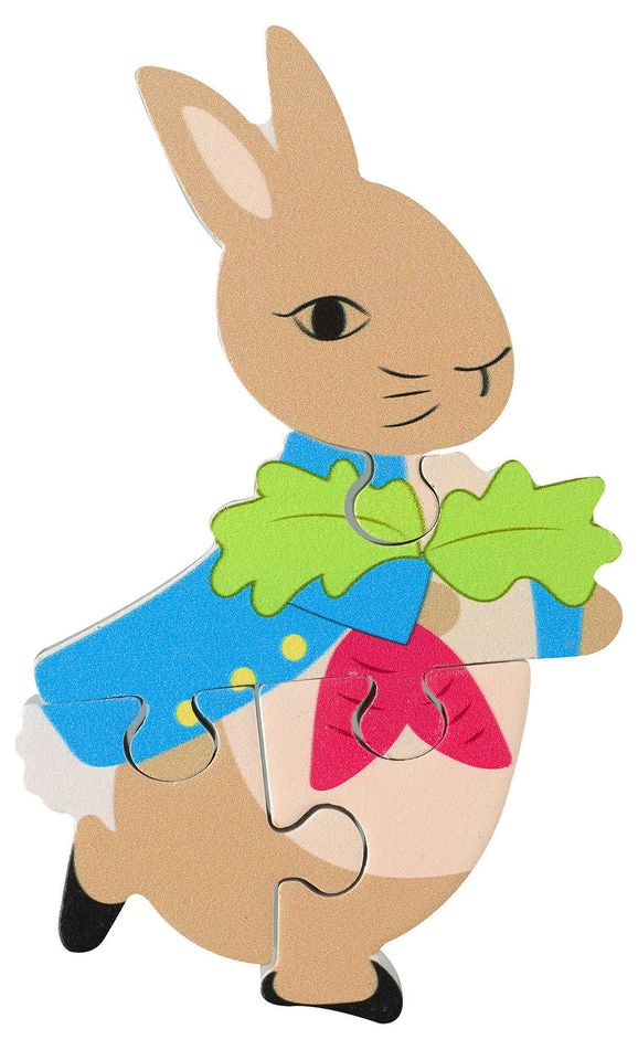 Puzzle pentru copii din lemn Orange Tree Toys din 4 piese - Iepurașul Peter