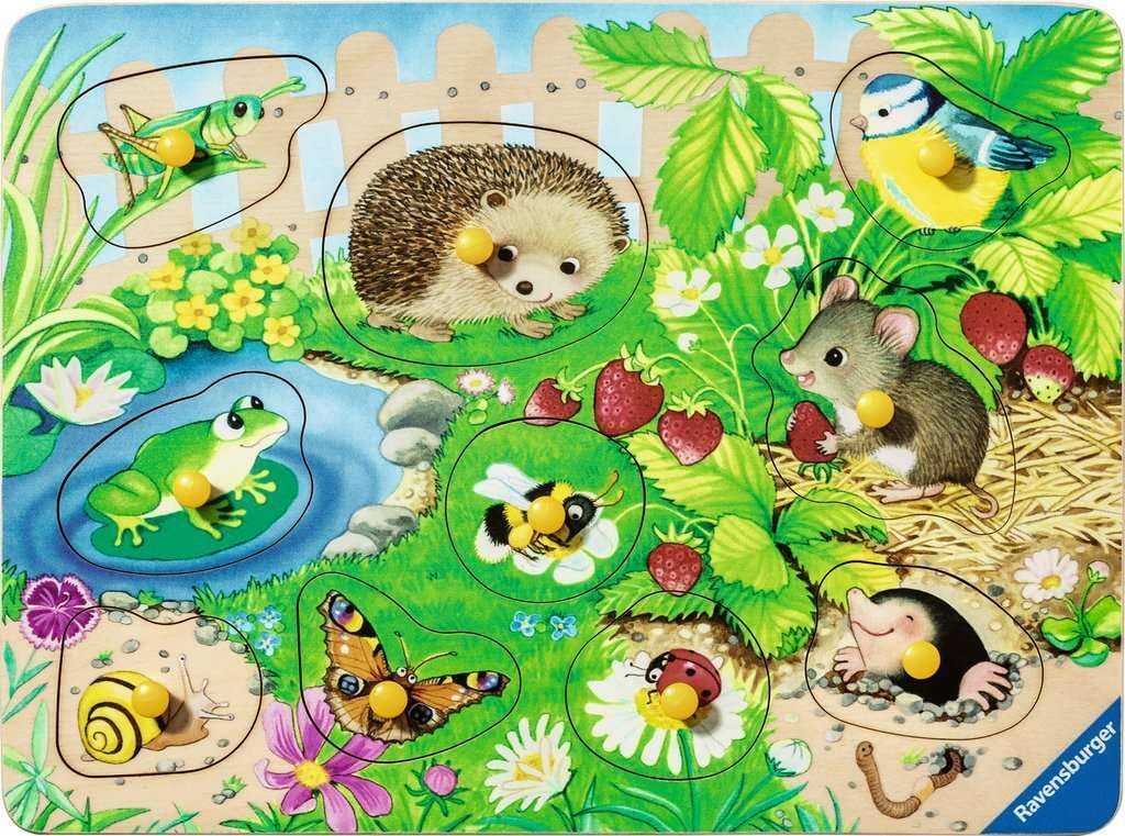 Puzzle din lemn pentru copii Ravensburger din 10 piese - Prieteni din grădină