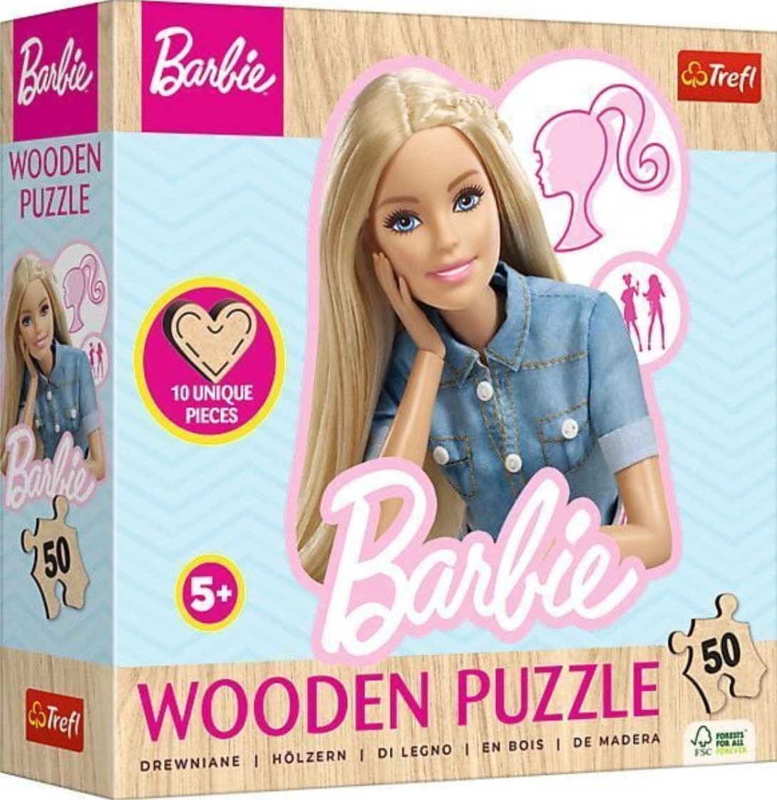 Puzzle din lemn pentru copii  Trefl din  50 piese - Barbie modernă preferată