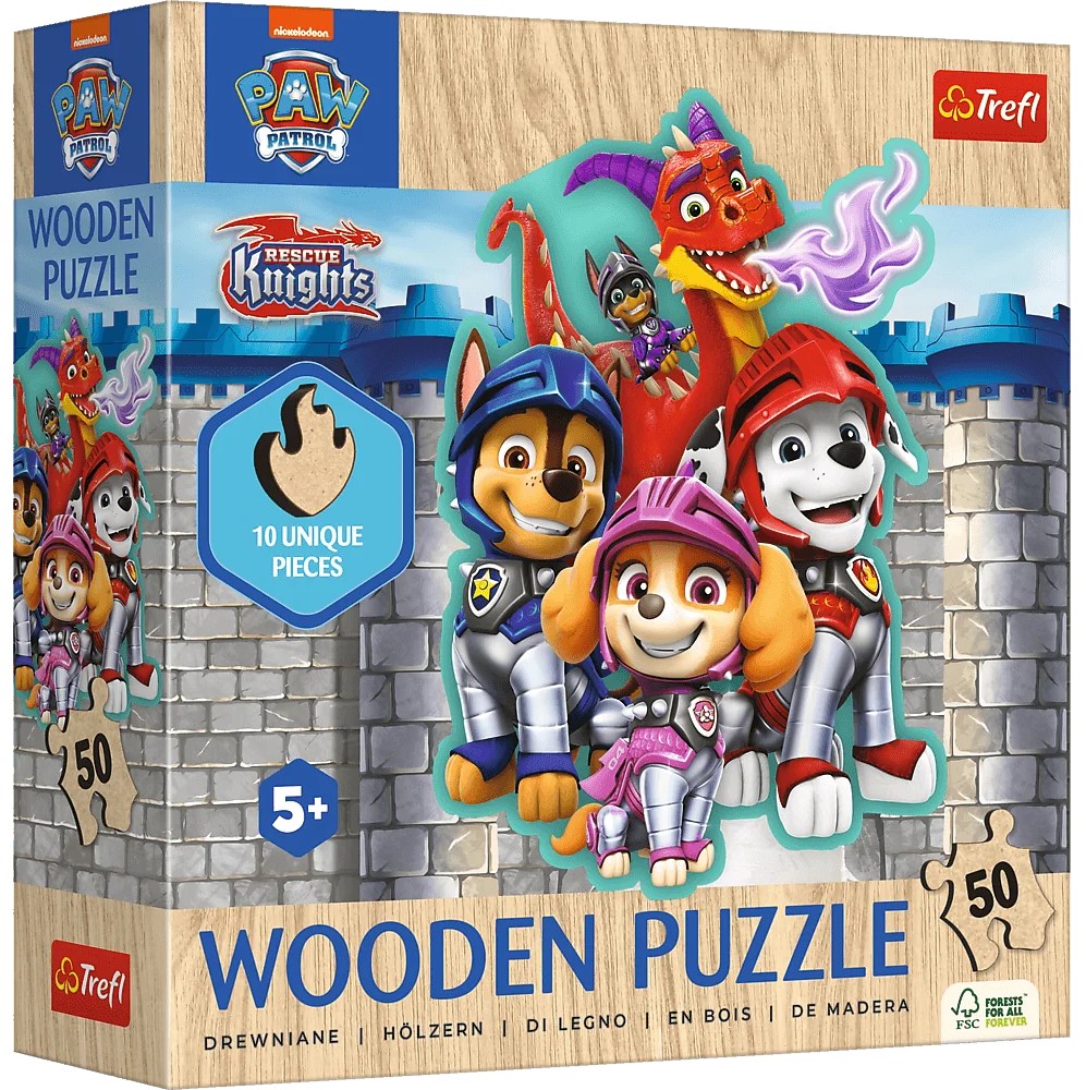Puzzle din lemn pentru copii Trefl din 50 piese - Aventuri cu Paw Patrol