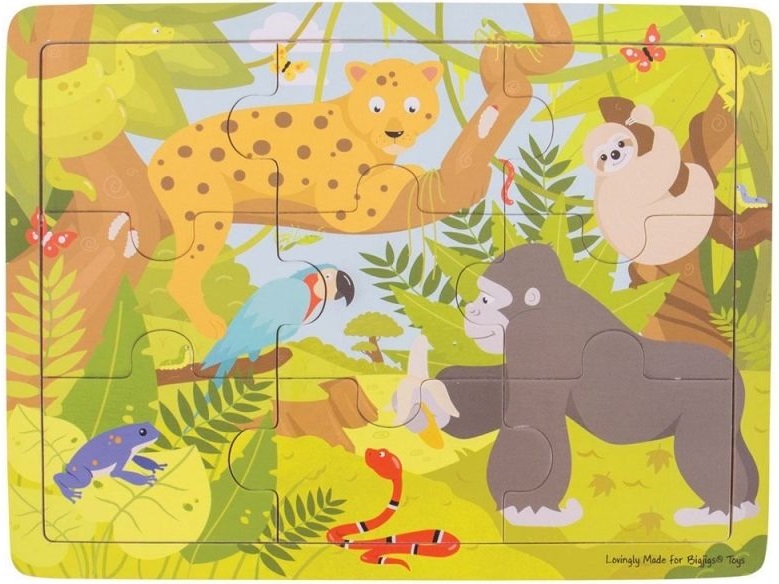 Puzzle din lemn in rama, pentru copii Bigjigs - Jungla