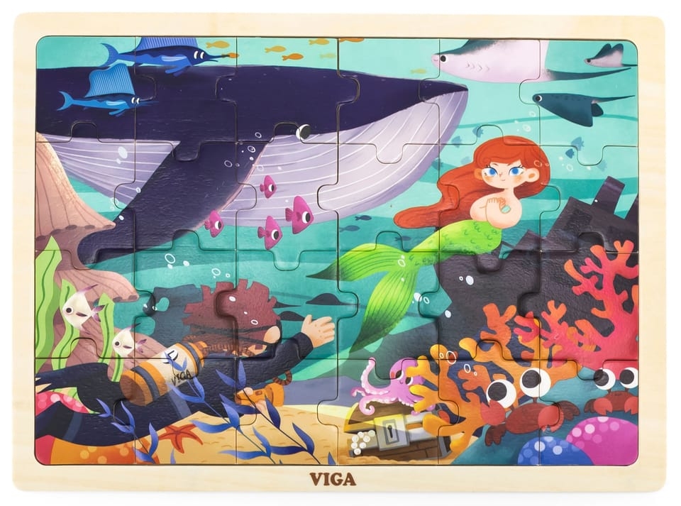 Puzzle pentru copii din lemn Viga Toys din 24 piese - Sirenă