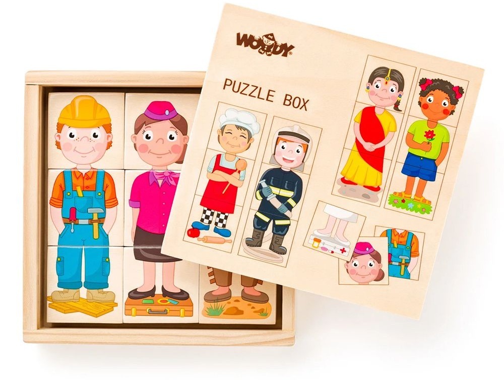 Puzzle din lemn pentru copii Woody din 12 х 3 piese - Oameni și profesii