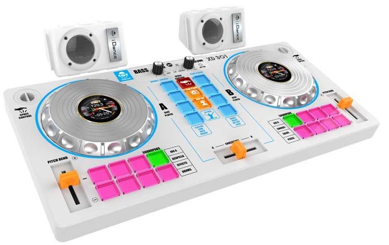 Controler DJ pentru copii 14 în 1 iDance - Cu difuzoare, alb