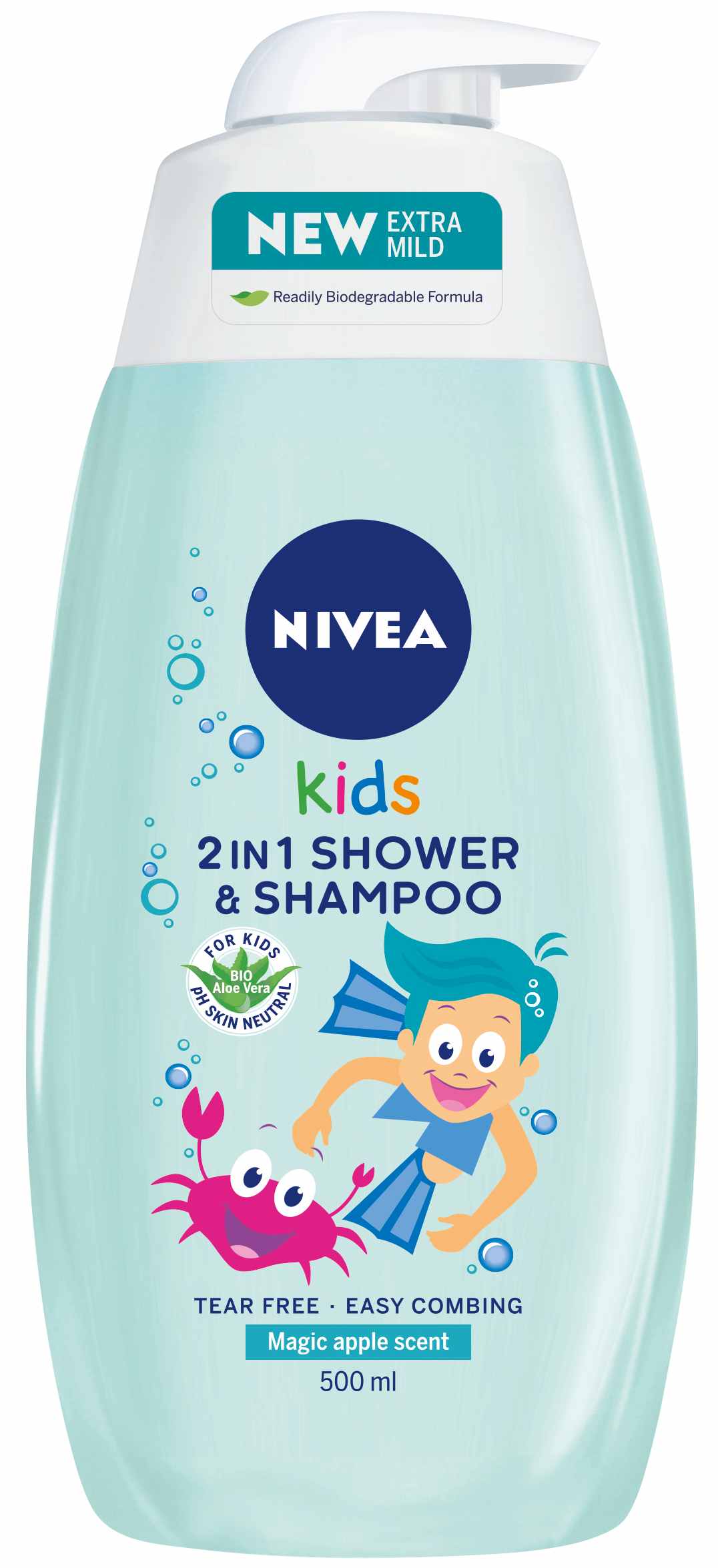 Nivea Kids Gel de duș și șampon pentru copii, 2 în 1, 500 ml