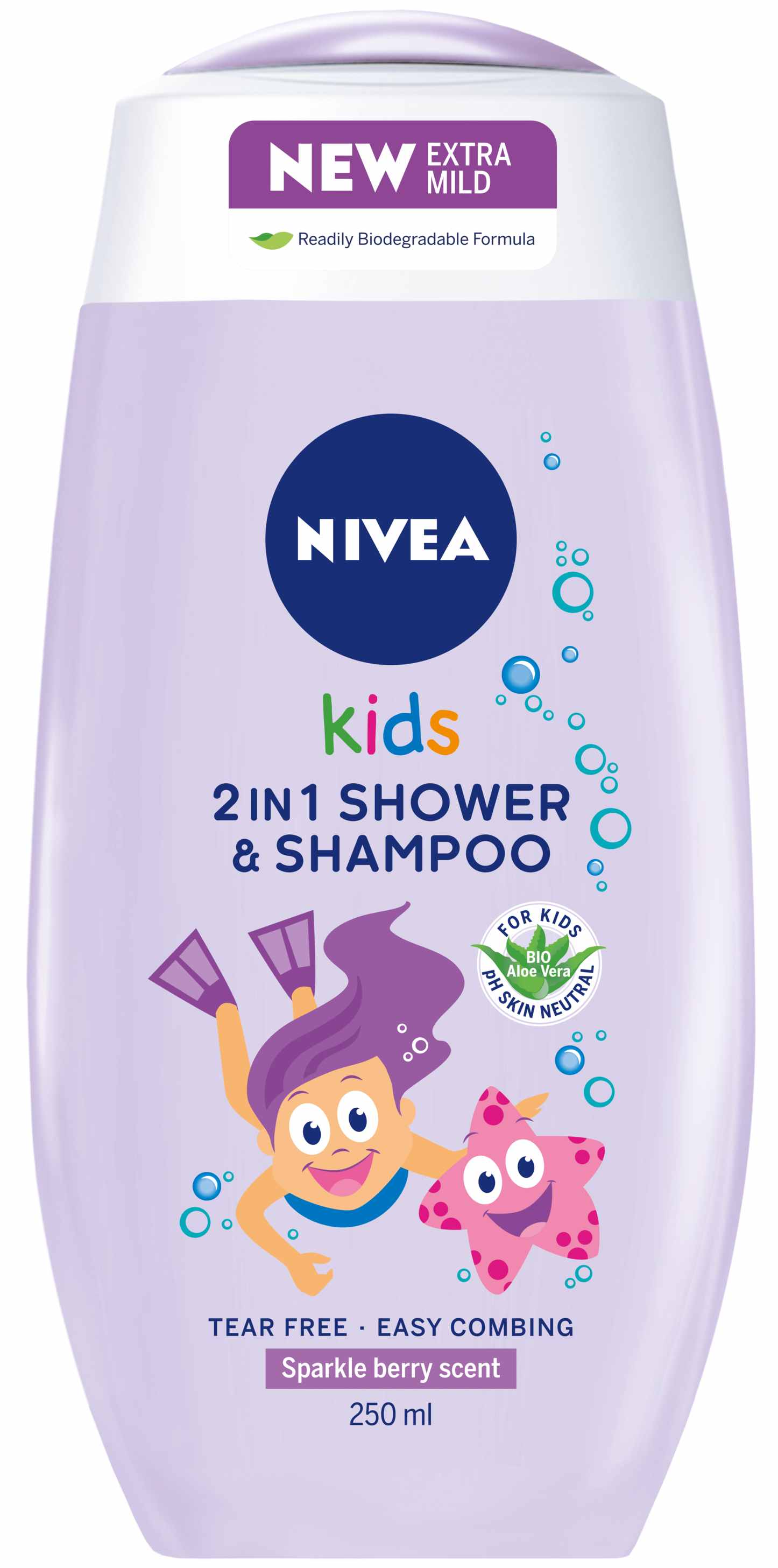 Nivea Kids Gel de dus si sampon pentru copii 2 in 1, 250 ml