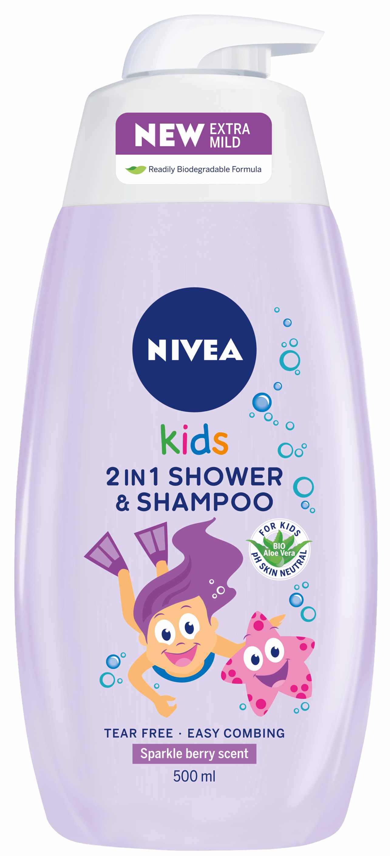 Nivea Kids Gel de duș și șampon pentru copii, 2 în 1, 500 ml
