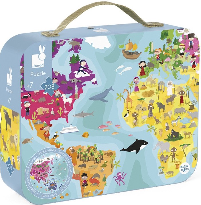 Puzzle pentru copii cu două fețe Janod din 208 de piese - Lumea mondenă