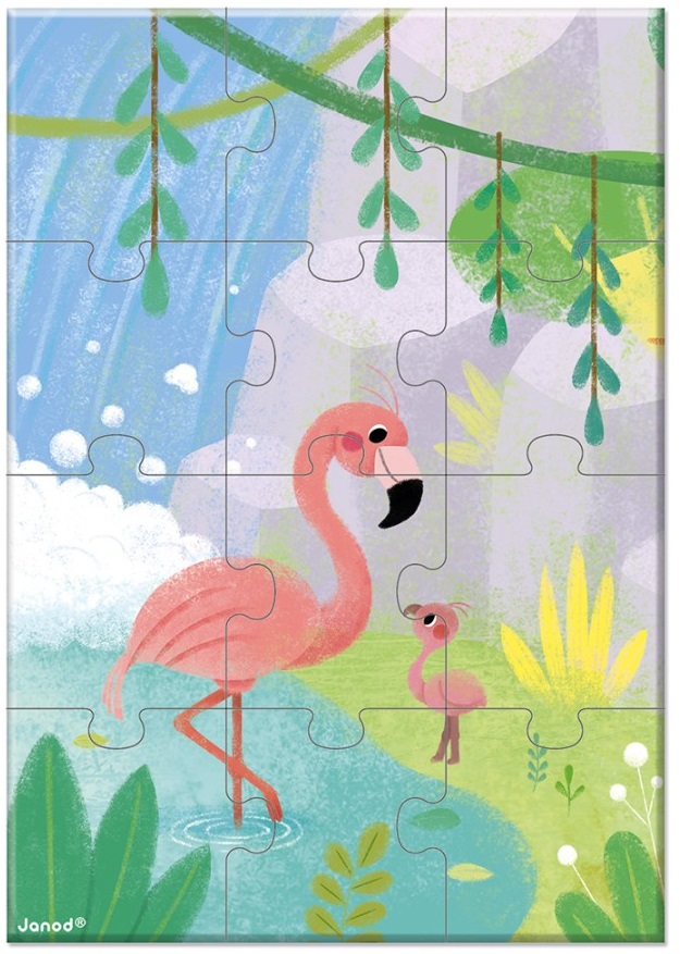 Puzzle de buzunar pentru copii Janod - Flamingo