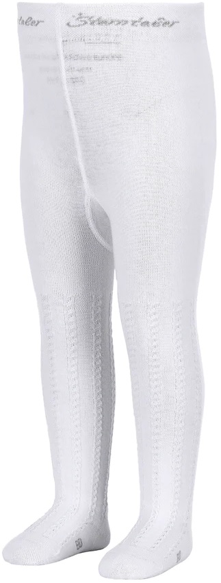 Colanți figurați din bumbac pentru copii Sterntaler - Impletitură, 62 cm, 3-4 luni, alb