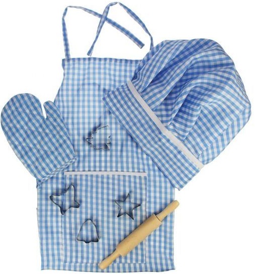 Set de gatit pentru copii Bigjigs - De imbracat, albastru