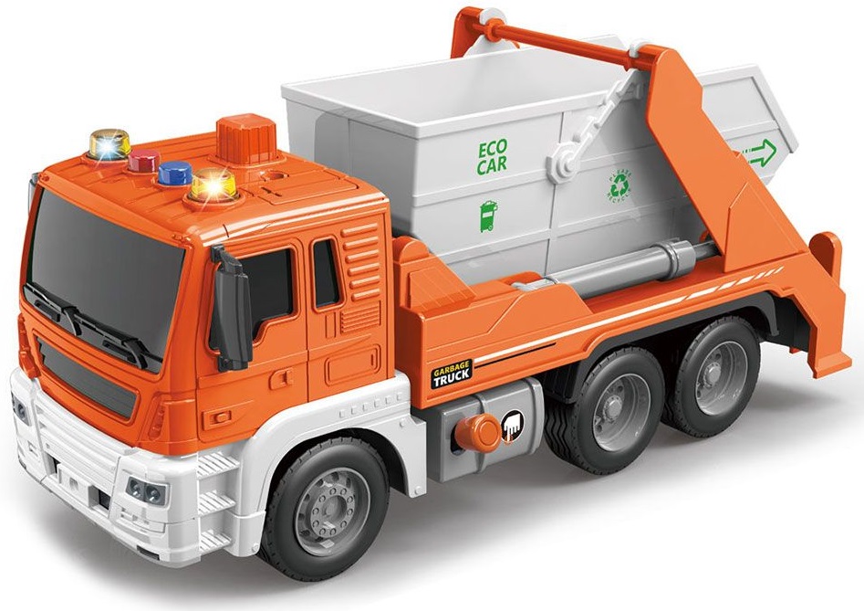 Camion pentru copii Raya Toys - Truck Car, Camion de gunoi cu sunete și lumini, 1:16, Sortiment