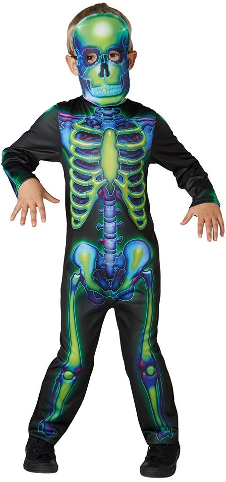 Costum de carnaval pentru copii Rubies - Neon Skeleton, mărimea S