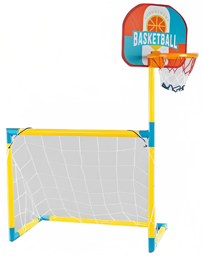 Set 2 în 1 pentru copii Raya Toys - poartă de fotbal cu coș de baschet