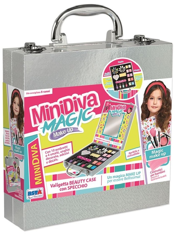 Set de machiaj pentru copii RS Toys - MiniDiva Magic, cu valiză și oglindă