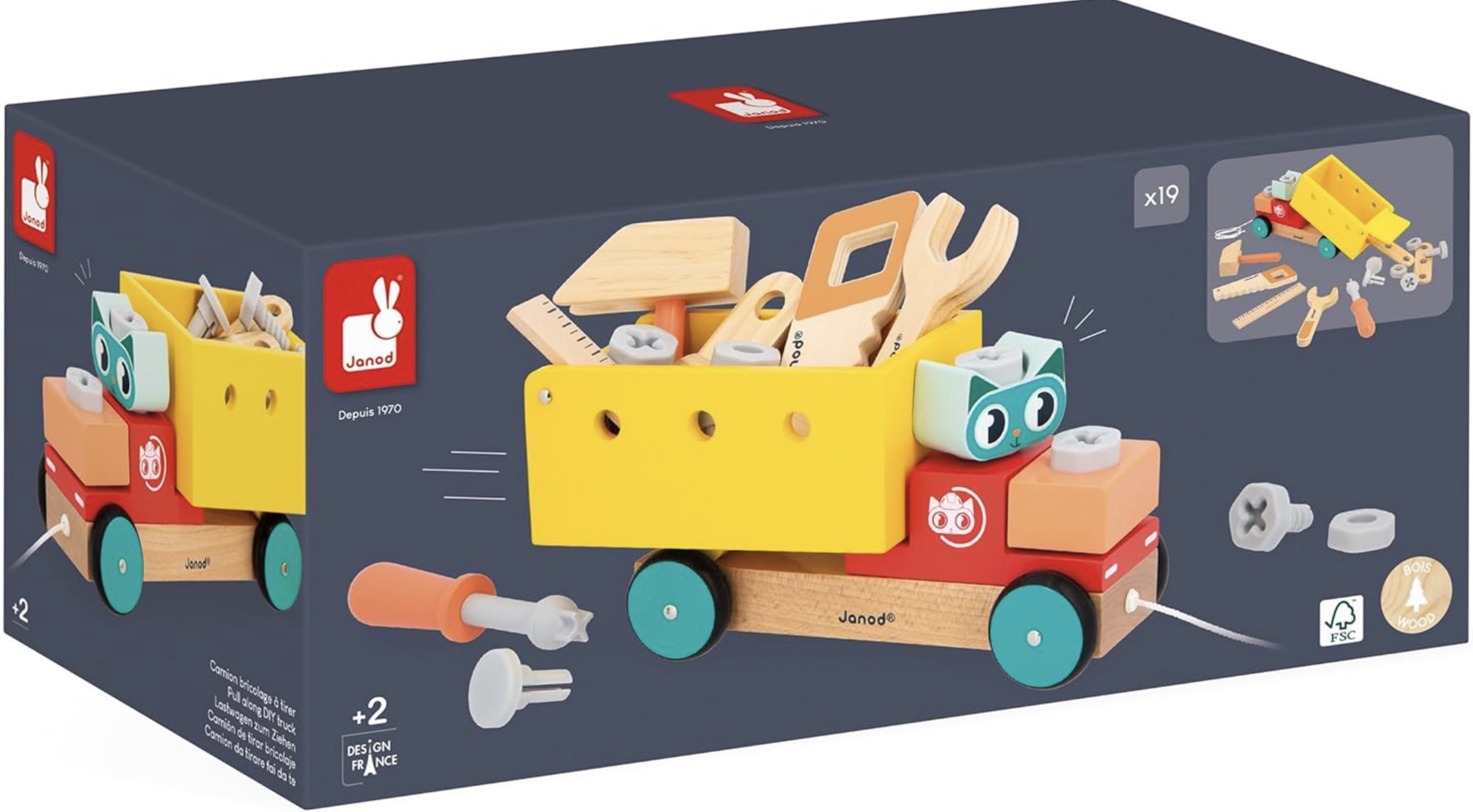 Trusa de bricolaj pentru copii Janod Brico'Kids - Camion de remorcare