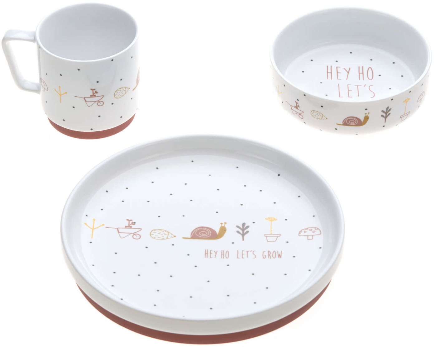 Set de hrănire pentru copii din 3 piese Lassig - Garden Explorer Snail