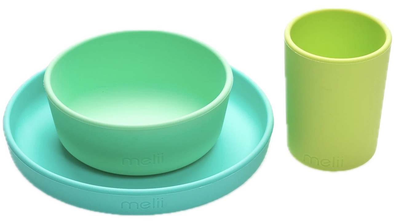 Set de masă pentru copii, format din 3 piese Melii - Albastru-verde