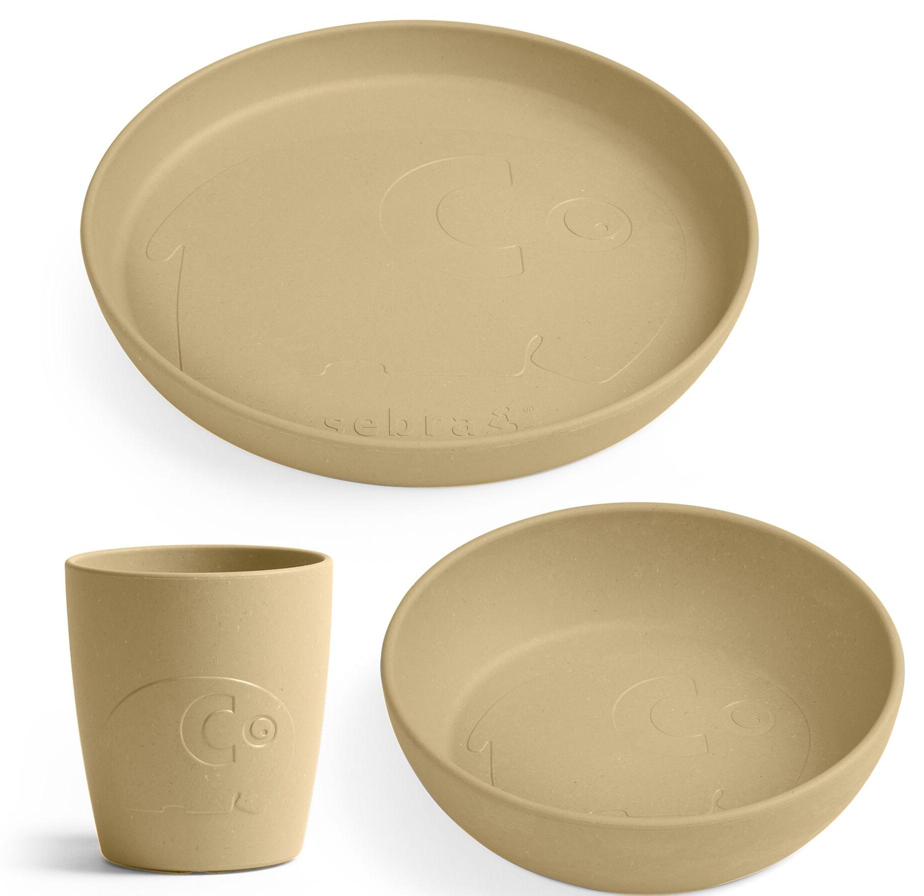 Set de masă pentru copii 3 piese Sebra - Mums, galben