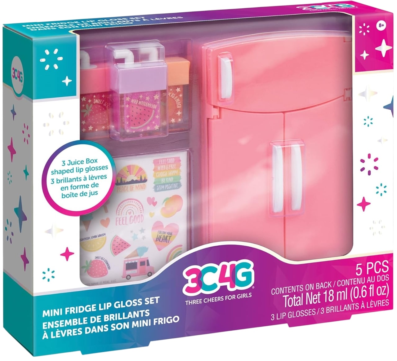 Set cosmetic pentru copii  3C4G - Luciuri de buze într-un mini-frigider, 5 bucăți