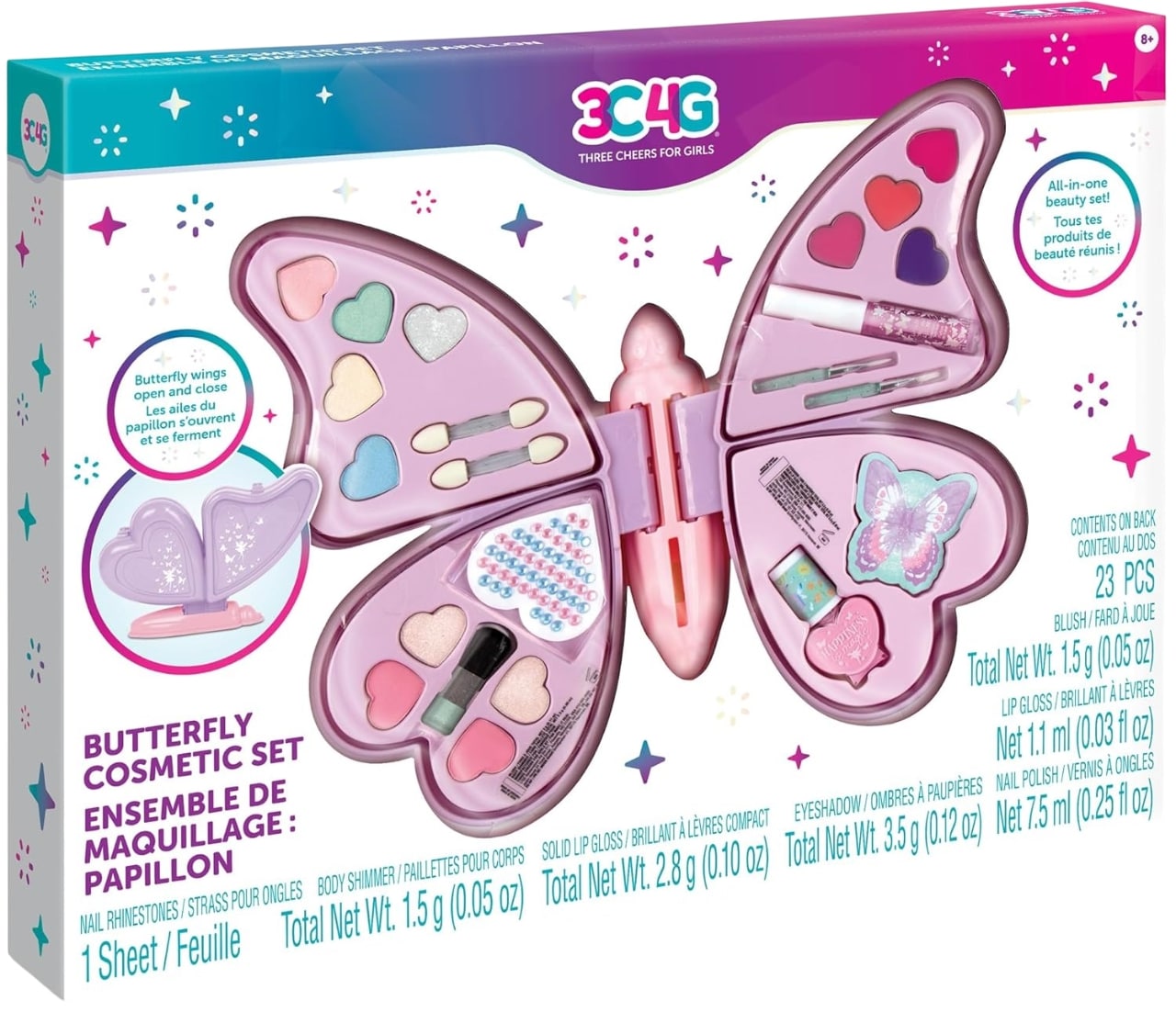 Set cosmetic pentru copii  3C4G - Fluture, 23 piese