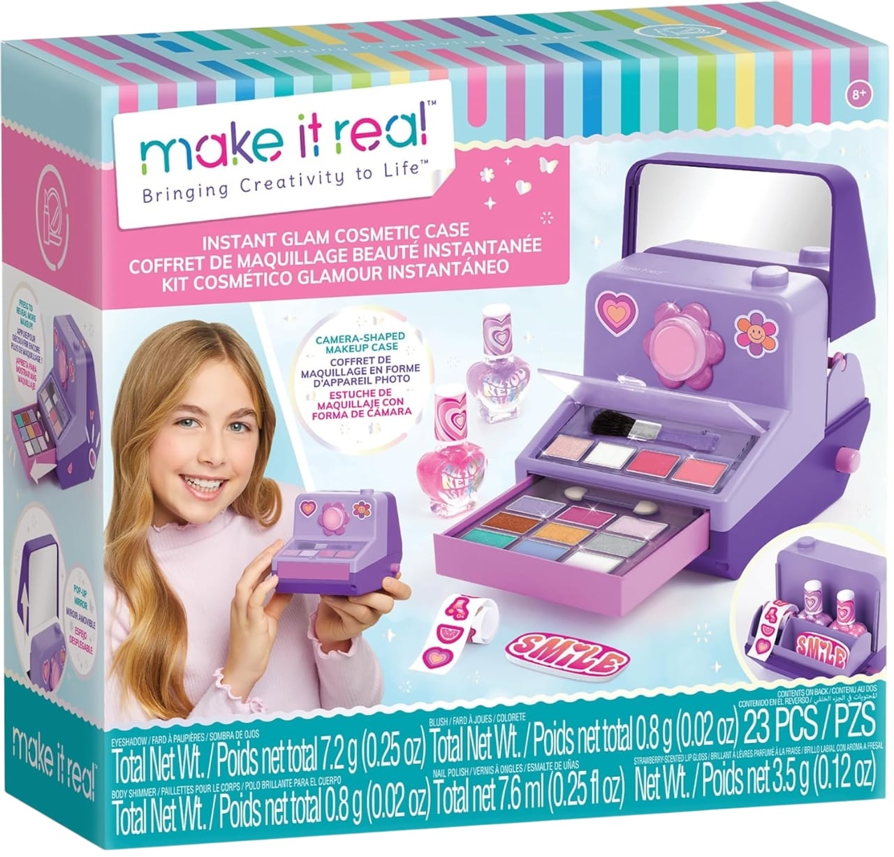 Set cosmetice pentru copii  Make it Real - Instant Glam Cosmetic Case, 23 piese