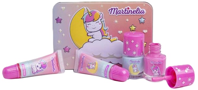 Set cosmetic pentru copii Martinelia Little Unicorn - Oje și luciuri de buze, 5 piese