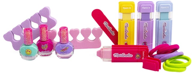 Set cosmetic pentru copii Martinelia Super Girl - Pentru manichiură și păr, 16 piese