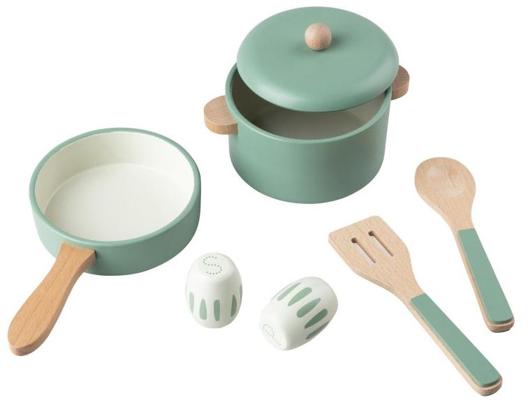 Set de bucătărie pentru copii Sebra - Din lemn, 6 piese