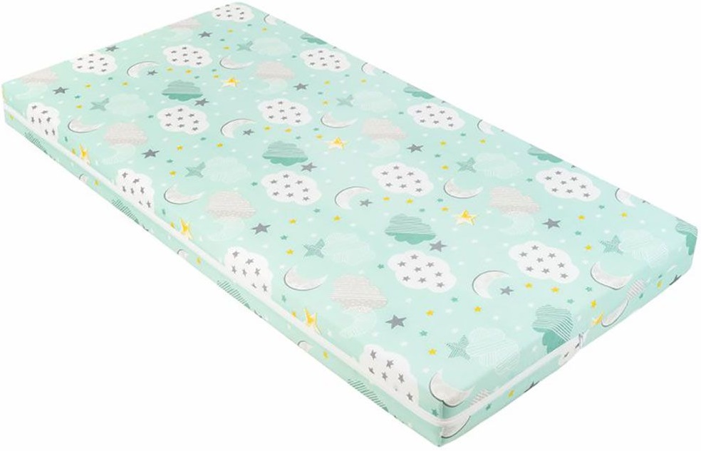 Saltea pentru copii KikkaBoo - Fantasia Plus, 60 x 120 x 6 cm, Clouds Mint