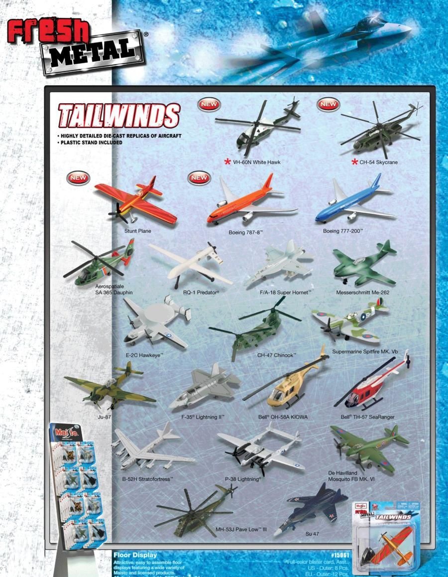 Avion metalic pentru copii Maisto - Fresh Metal Tailwinds, sortiment