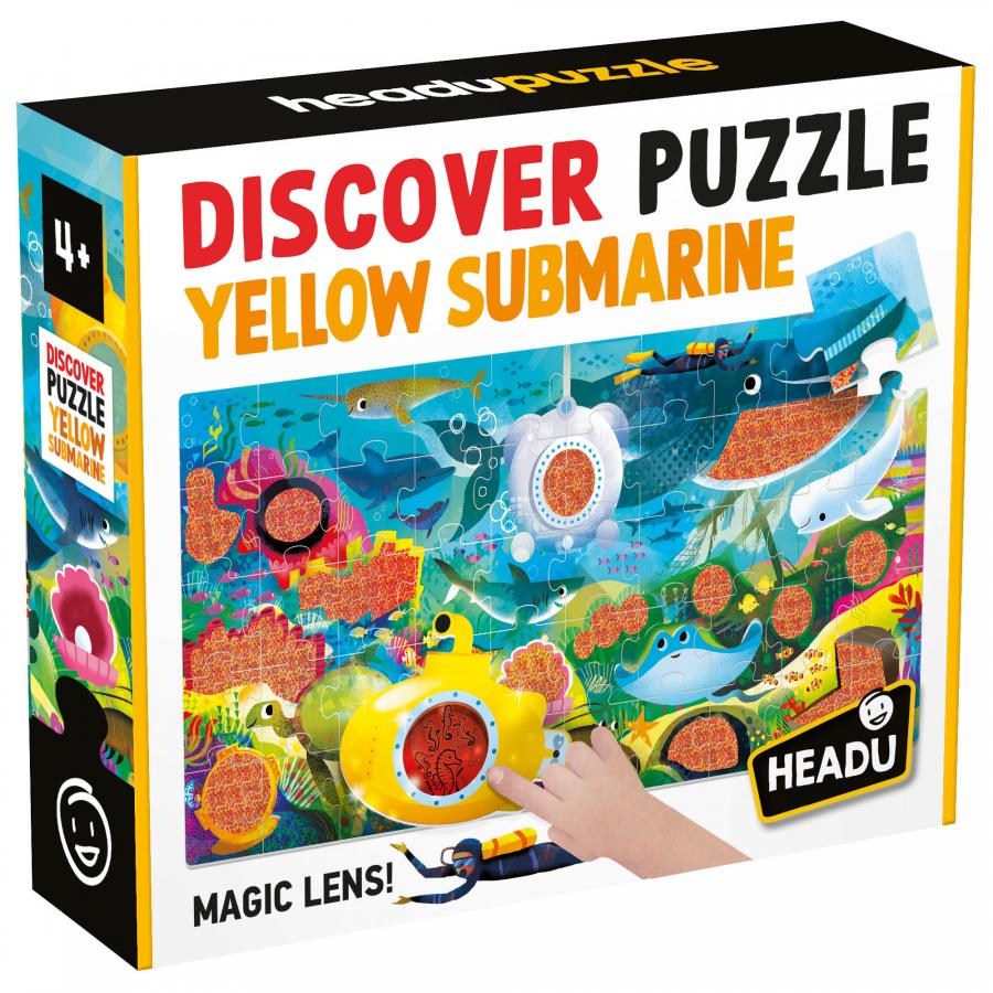 Puzzle educațional pentru copii Headu - Submarin galben