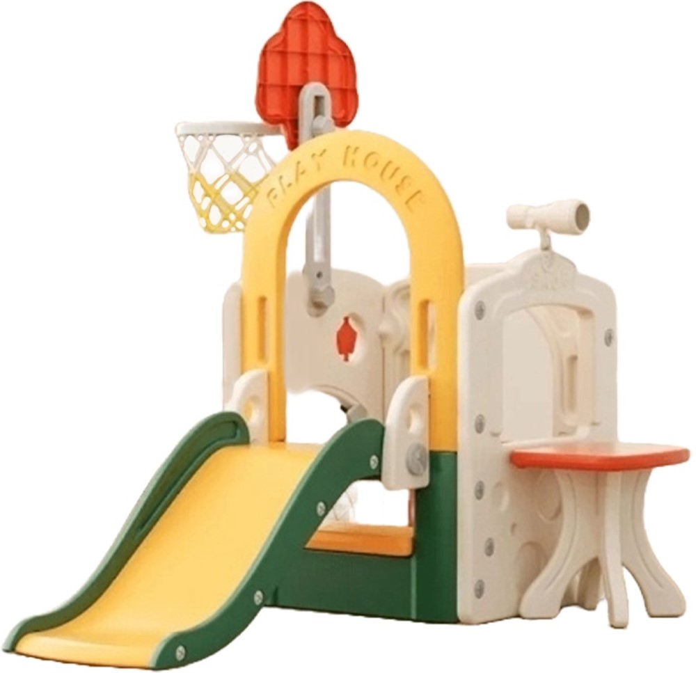 Centru de petreceri pentru copii Sonne - Play House cu tobogan, baschet și fotbal