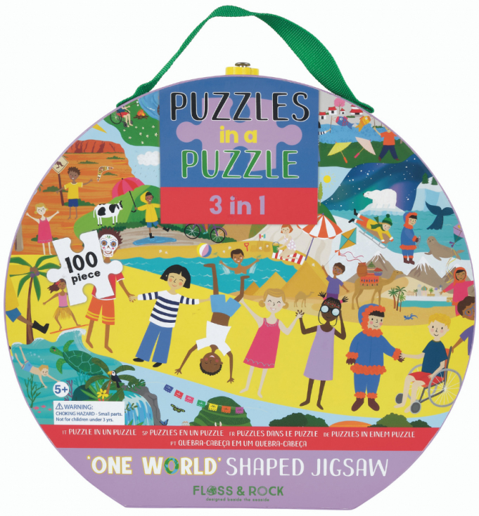 Puzzle pentru copii 3 in 1 Floss & Rock - O lume, 100 piese