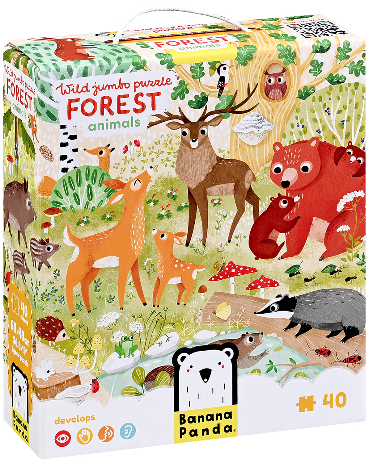 Puzzle pentru copii Banana Panda din 40 de piese - Animalele din pădure