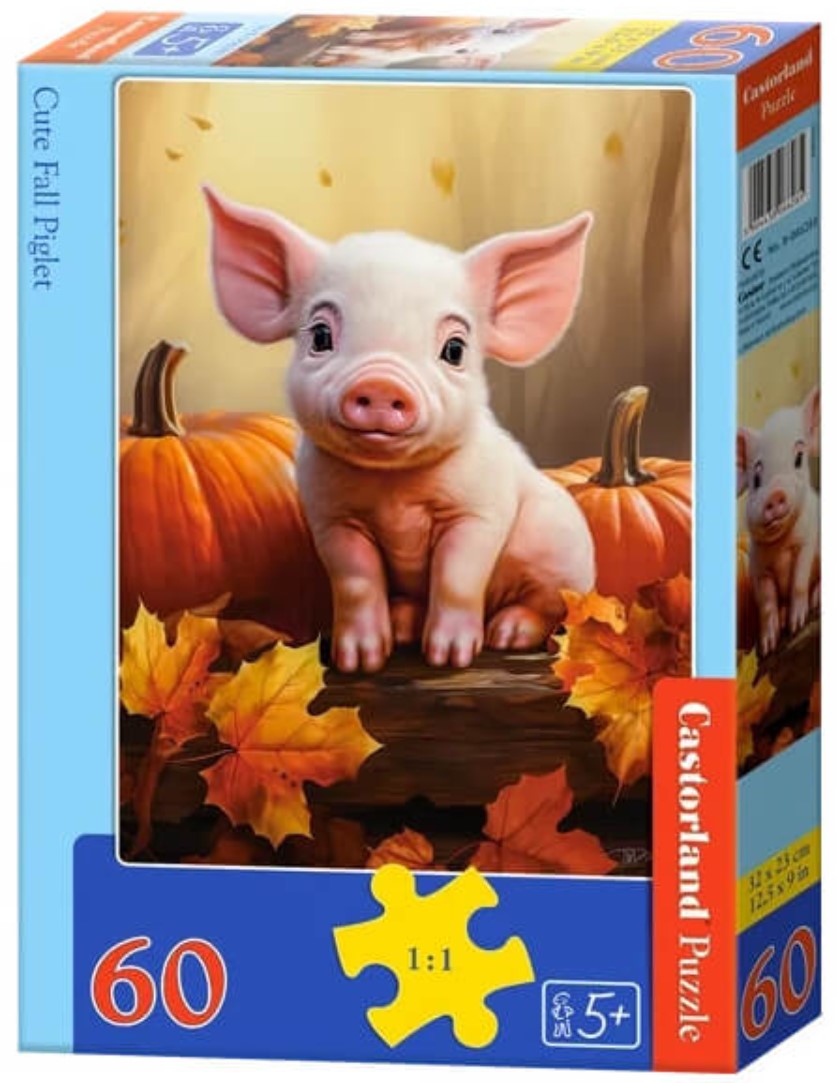 Puzzle Castorland din 60 piese - Drăguț purcel de toamnă