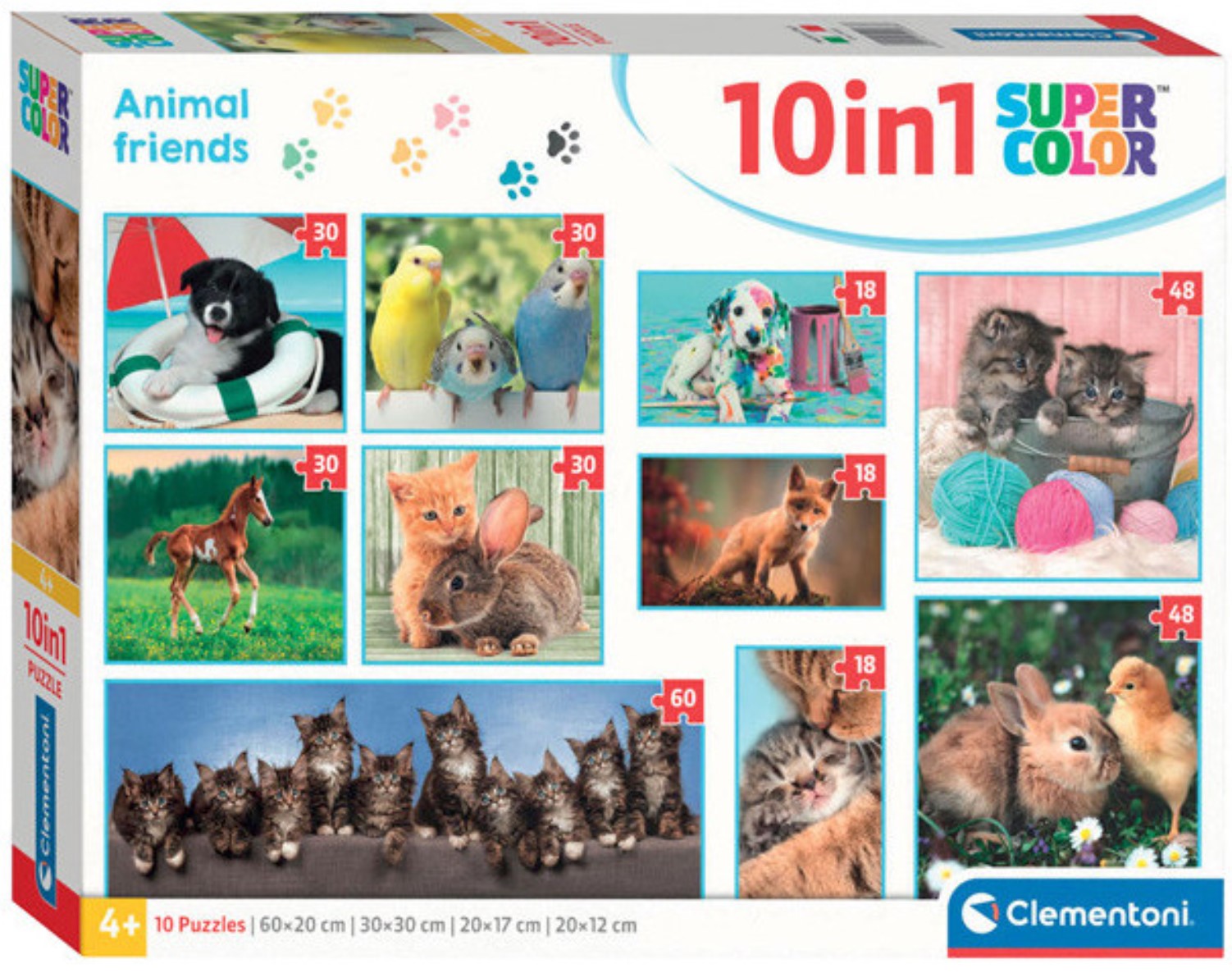 Puzzle pentru copii Clementoni 10 în 1 - Prieteni animale