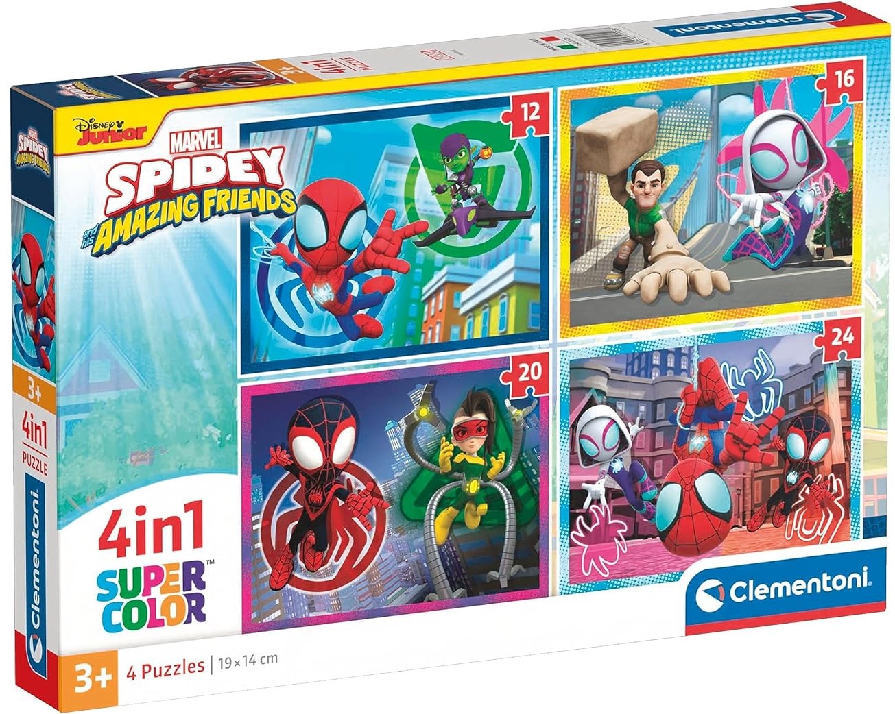 Puzzle pentru copii Clementoni 4 în 1 - Spidey și prietenii săi minunați